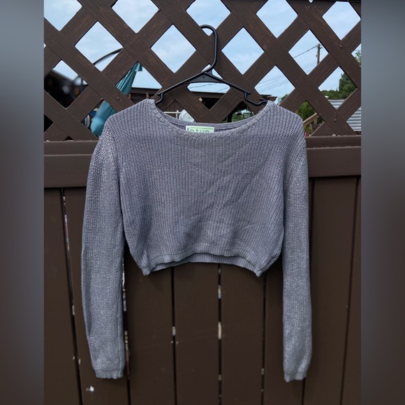 Lotus gray glitter sweater crop top - Picture 1 of 4